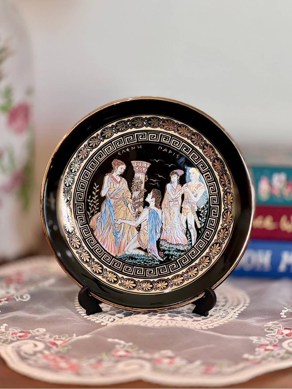 Black and Gold Greek Revival Decorative Plate